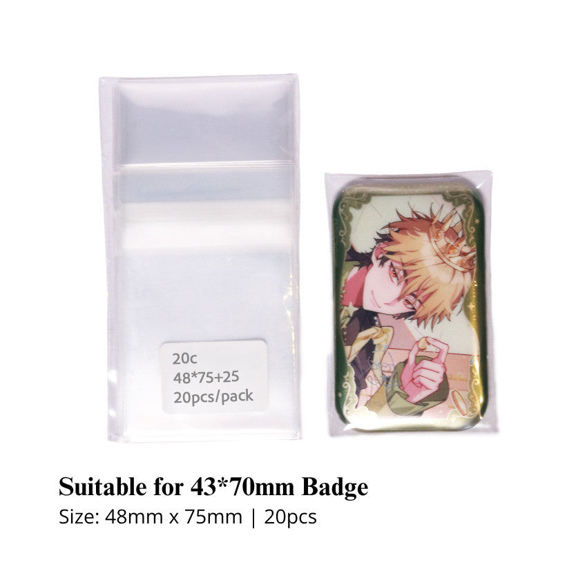 Thick 20C Badge Protection Sleeve CPP Clear Self-Adhesive Bags (20 pcs)