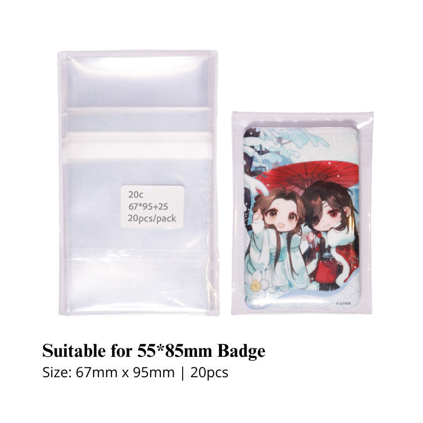 Thick 20C Badge Protection Sleeve CPP Clear Self-Adhesive Bags (20 pcs)