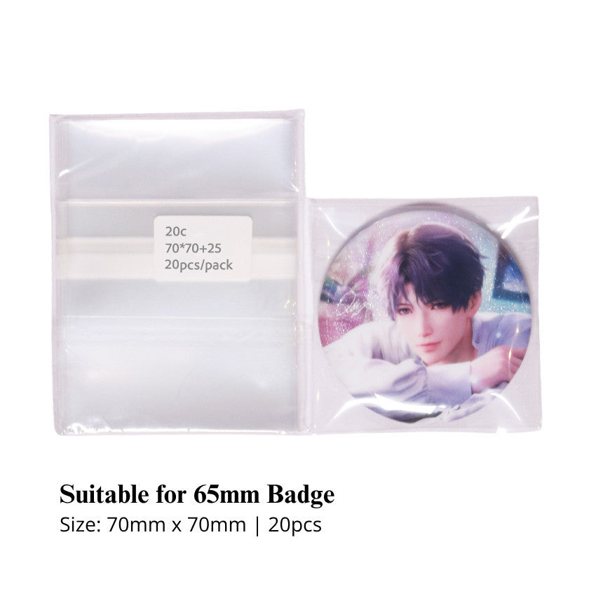 Thick 20C Badge Protection Sleeve CPP Clear Self-Adhesive Bags (20 pcs)